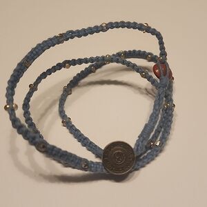Freedom Love Empowerment Blue Beaded Wrap Bracelet Womens Jewelry Fashion